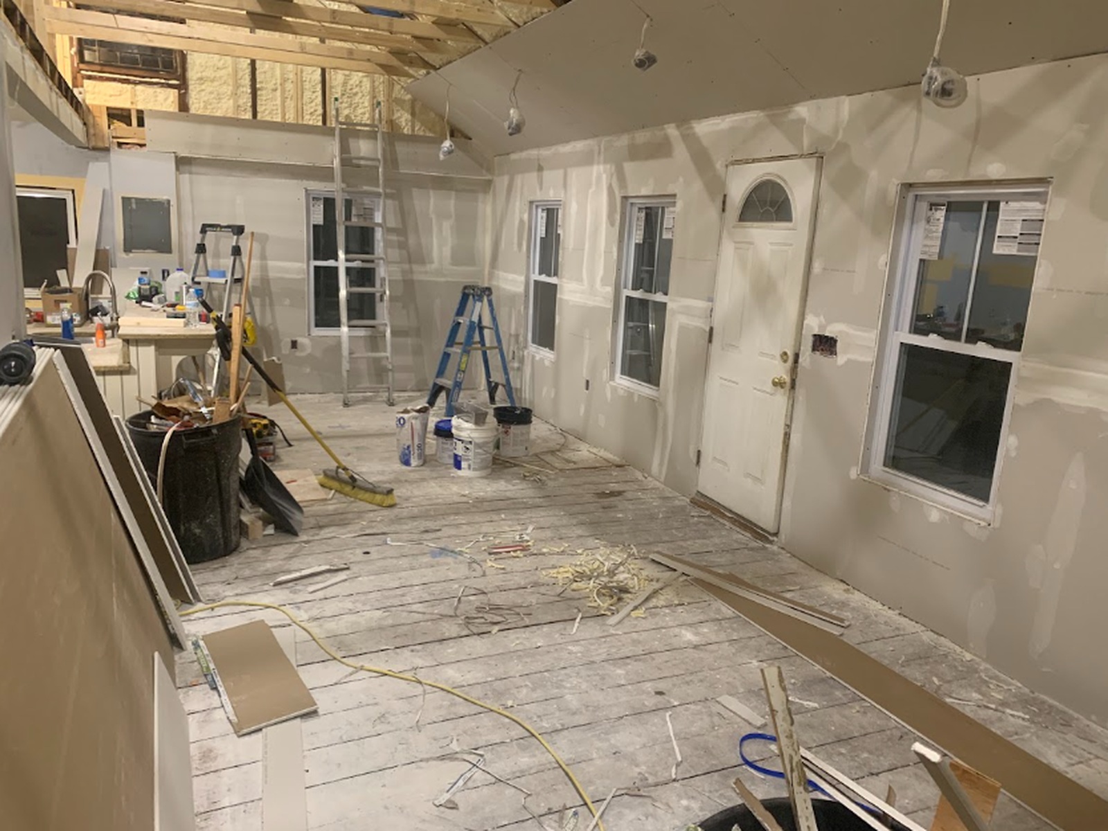 Main room of Ag na Farraige during renovation.